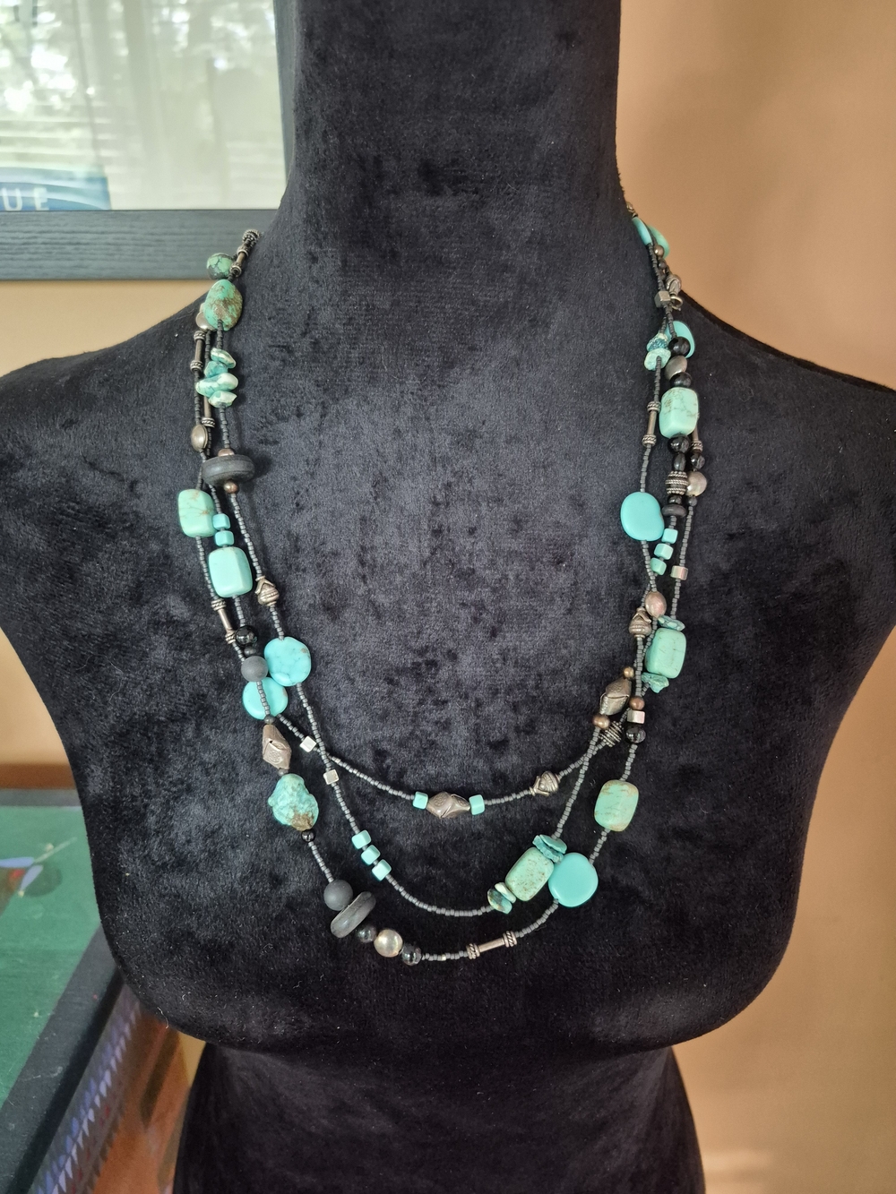 Turquoise Multi-Strand Beaded Necklace - Women Jewelry